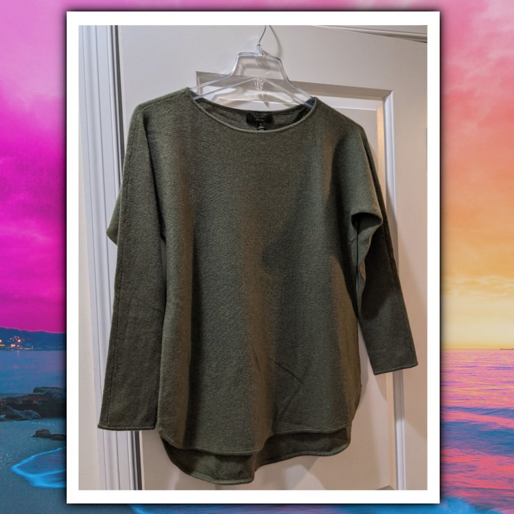 Charter Club Green Cashmere Shirttail Sweater - S